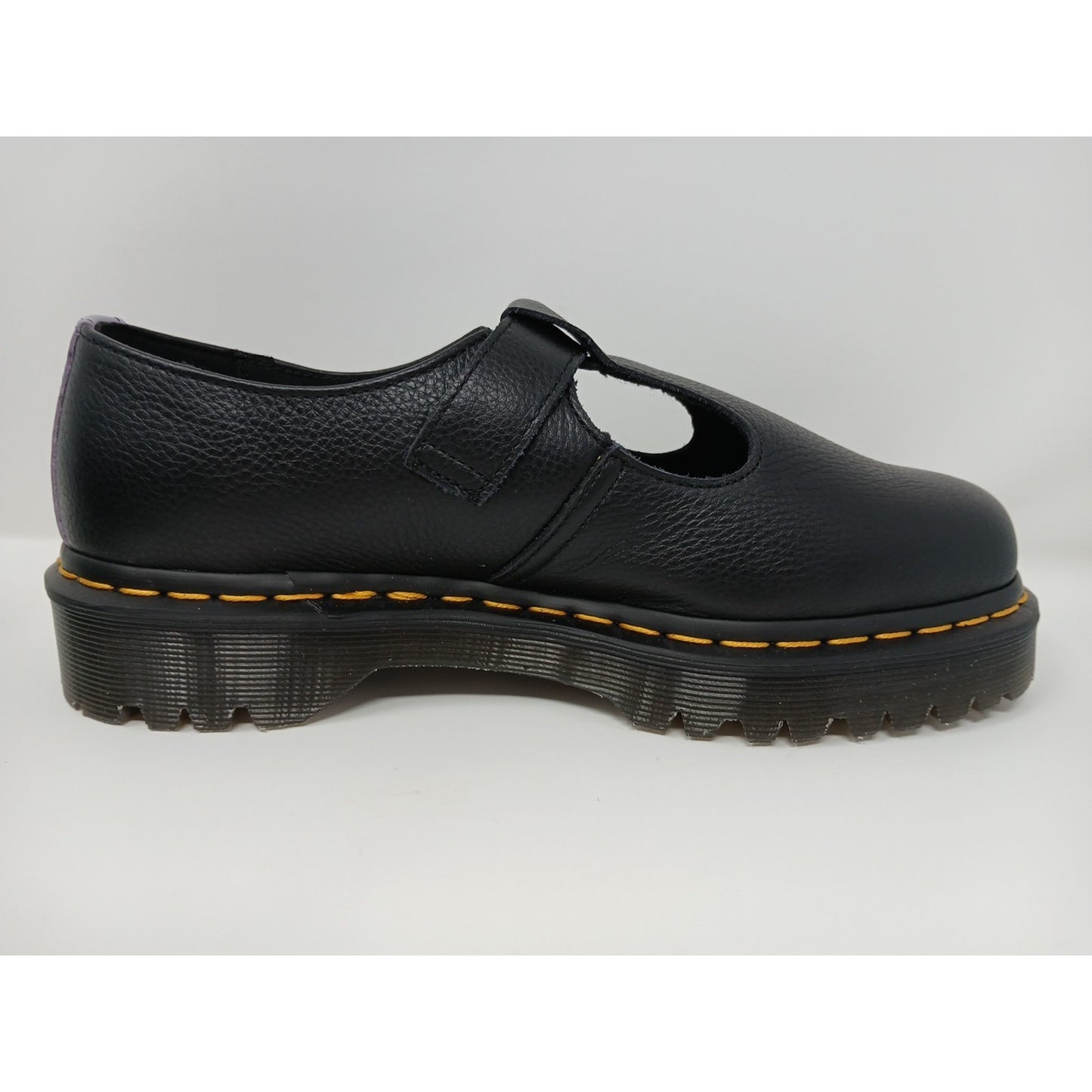 Dr. Martens Polley Heart Virginia Satin Mary Jane Leather BLK Shoes Sz 9 Y2K.