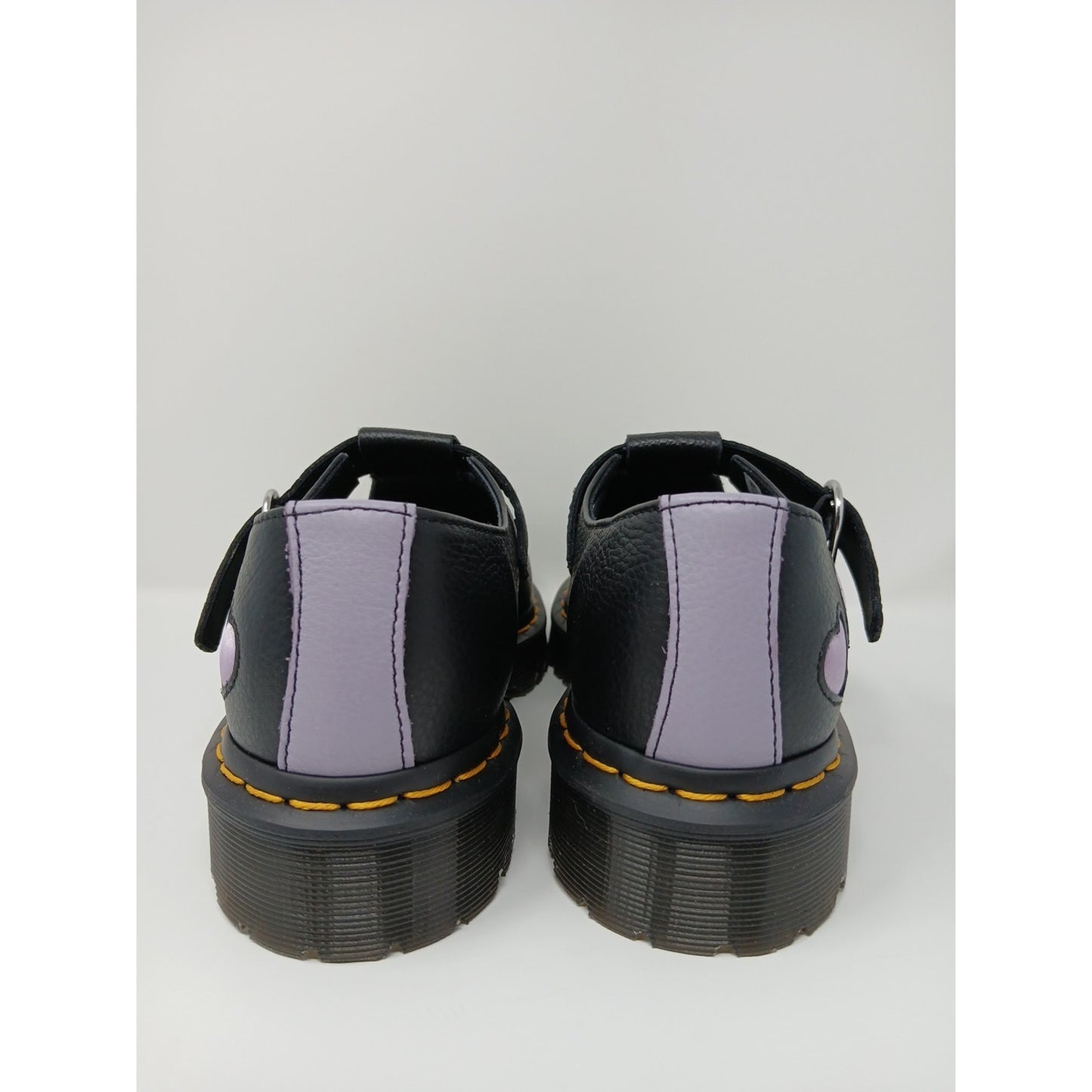 Dr. Martens Polley Heart Virginia Satin Mary Jane Leather BLK Shoes Sz 9 Y2K.