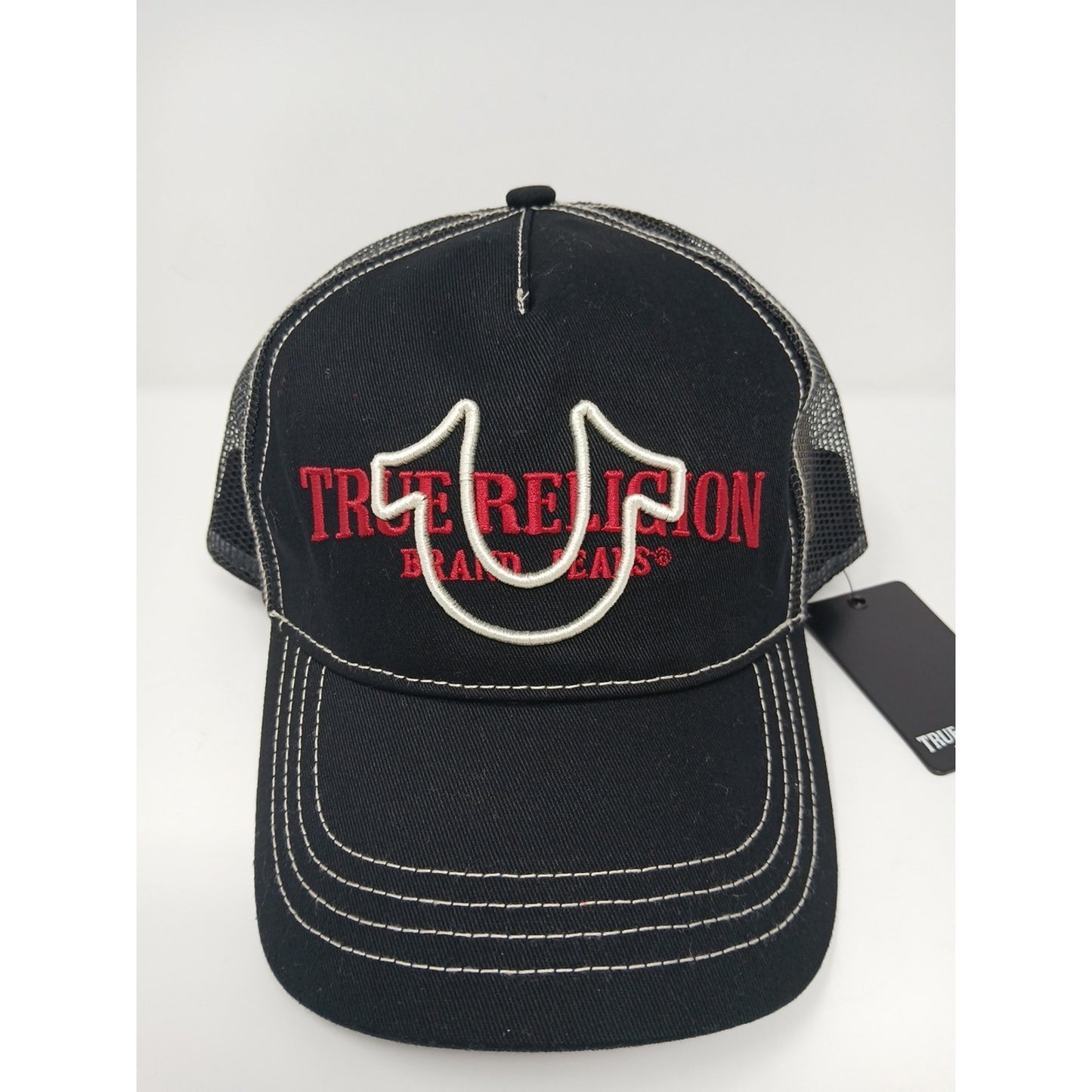 True Religion Men Horse Shoe Embroidered Logo Trucker Hat Cap Style TR3036 New