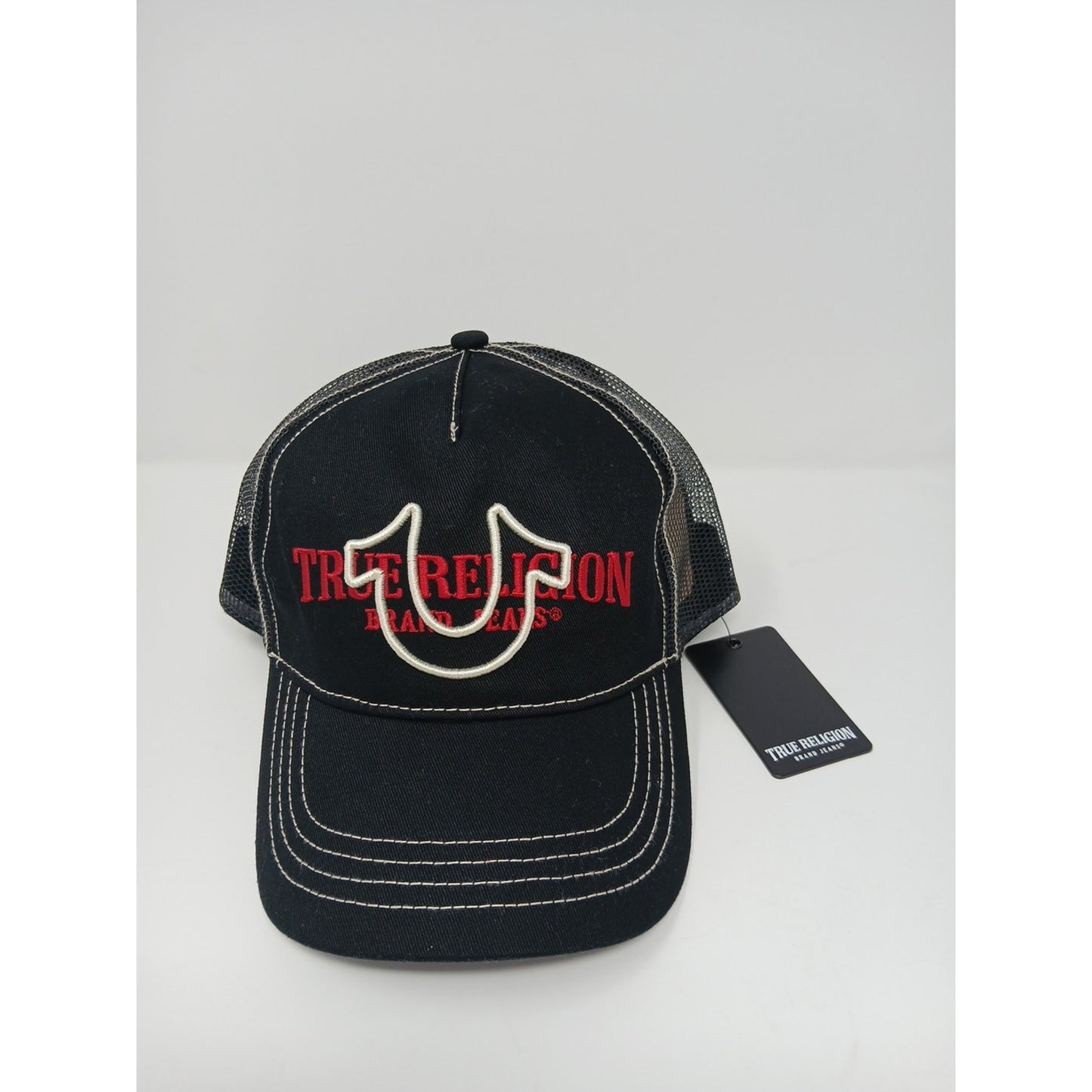 True Religion Men Horse Shoe Embroidered Logo Trucker Hat Cap Style TR3036 New
