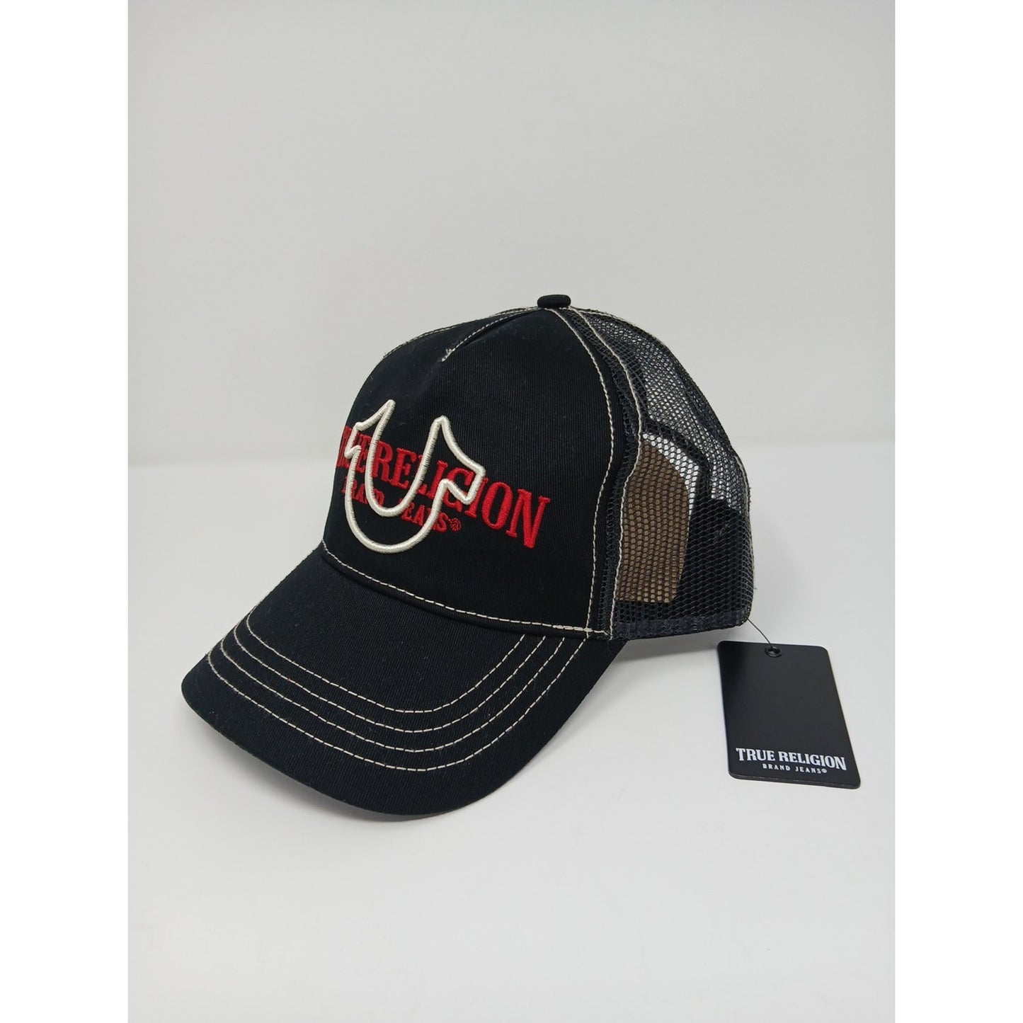 True Religion Men Horse Shoe Embroidered Logo Trucker Hat Cap Style TR3036 New