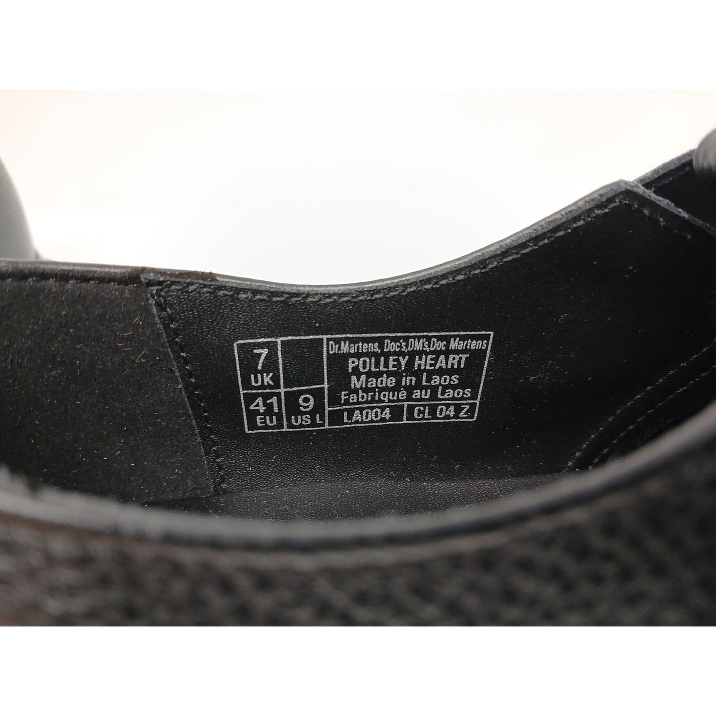 Dr. Martens Polley Heart Virginia Satin Mary Jane Leather BLK Shoes Sz 9 Y2K.