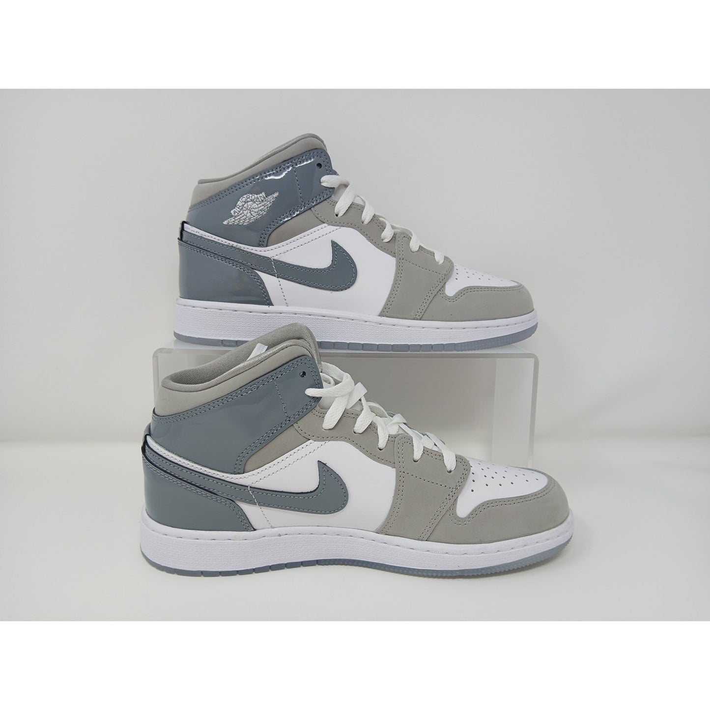 Nike Air Jordan 1 Mid SE GS AJ1 Patent Grey Shoes Sz 7Y /Women’s 8.5 HF3193-100