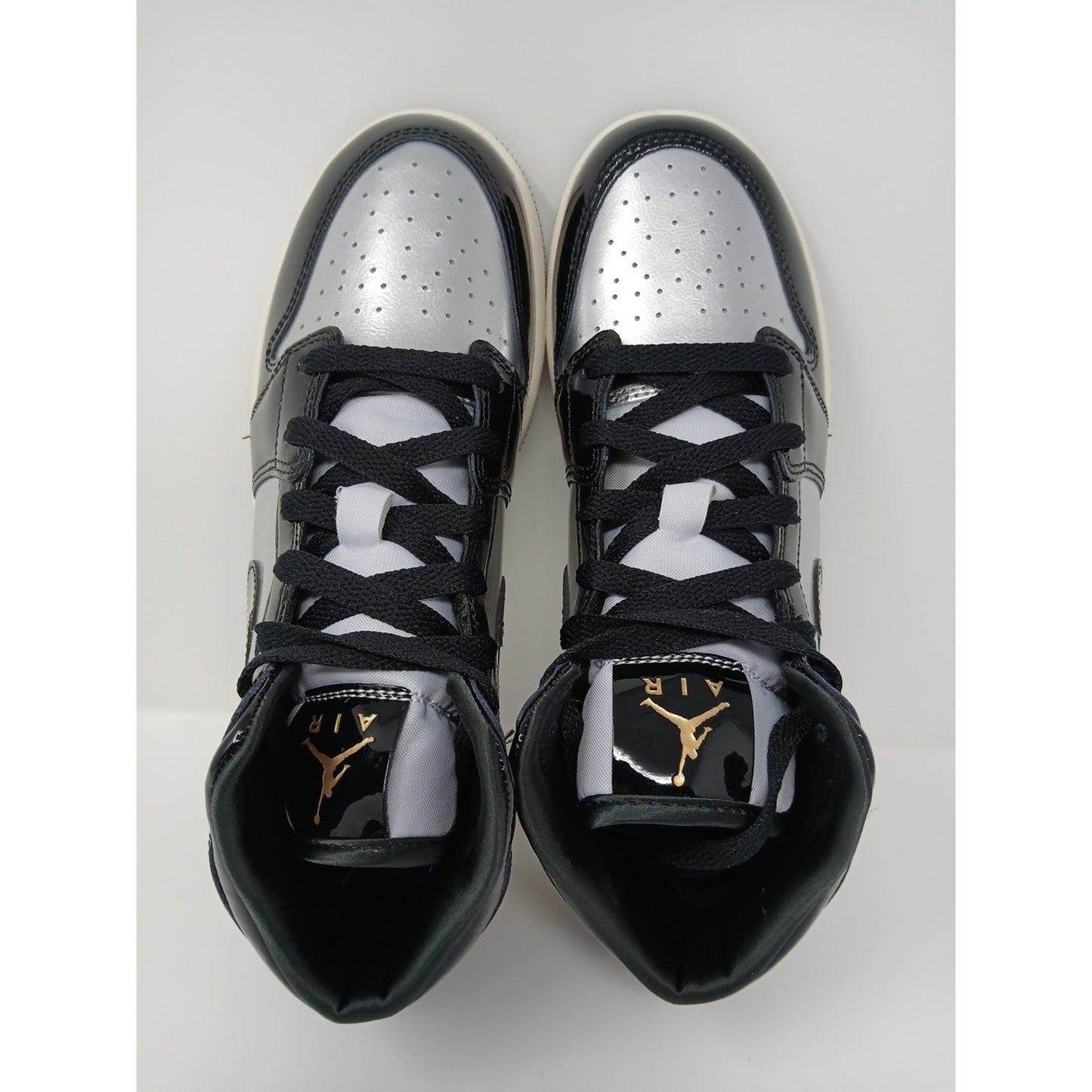 Nike Air Jordan 1 Mid SE GS AJ1 Black Metallic Silver Shoes Sz 6.5Y FZ3938-001