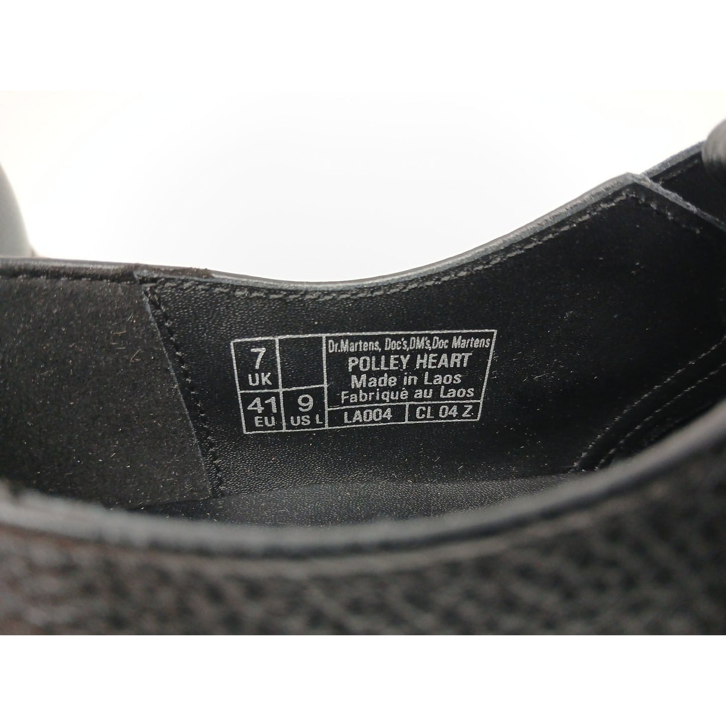 Dr. Martens Polley Heart Virginia Satin Mary Jane Leather BLK Shoes Sz 9 Y2K.