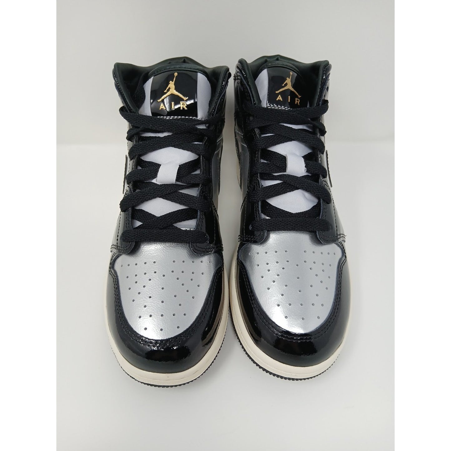 Nike Air Jordan 1 Mid SE GS AJ1 Black Metallic Silver Shoes Sz 6.5Y FZ3938-001