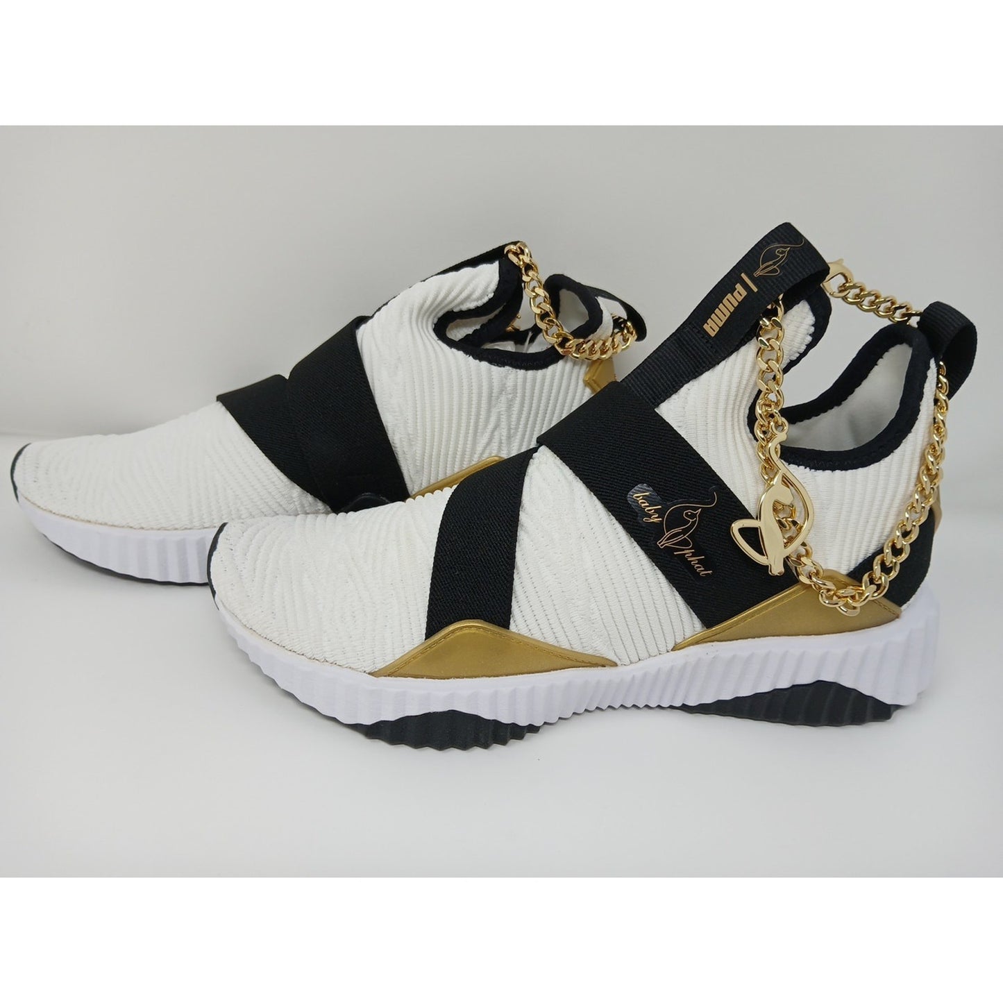 Puma Baby Phat X Defy Mid Women Sz 7 White/Blk Shoes Athletic Sneakers 387663