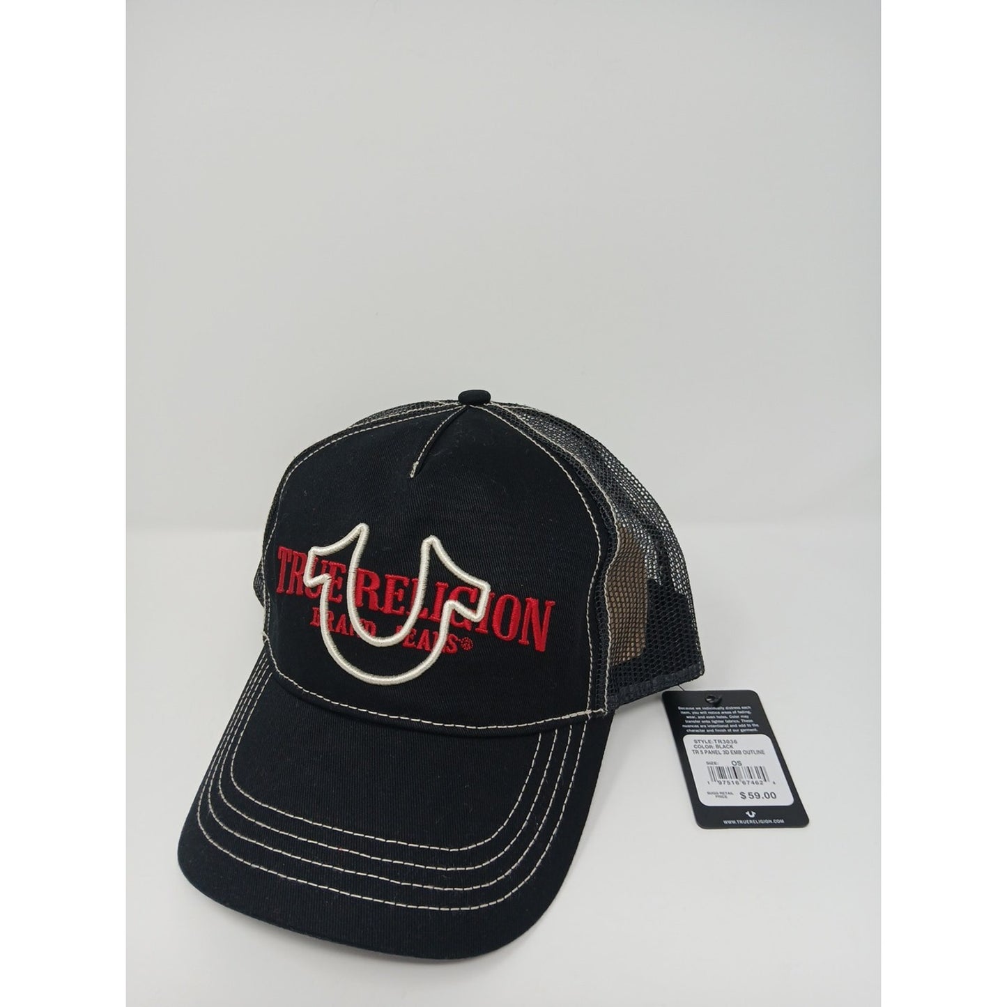 True Religion Men Horse Shoe Embroidered Logo Trucker Hat Cap Style TR3036 New