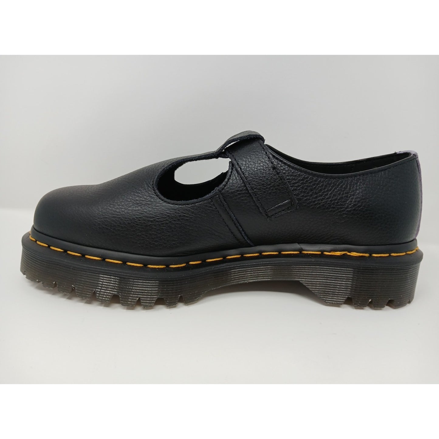 Dr. Martens Polley Heart Virginia Satin Mary Jane Leather BLK Shoes Sz 9 Y2K.